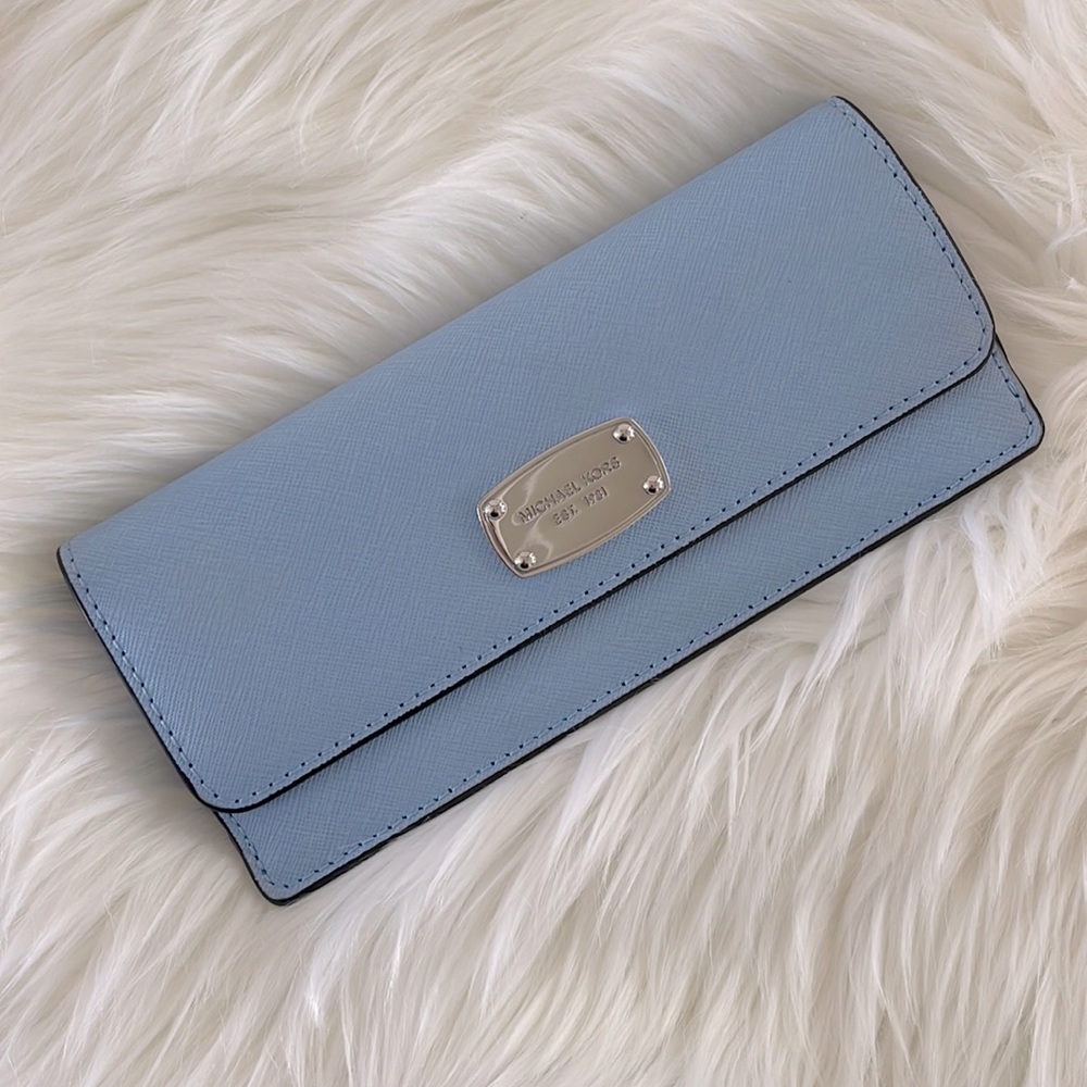 Michael Kors Light blue slim leather wallet